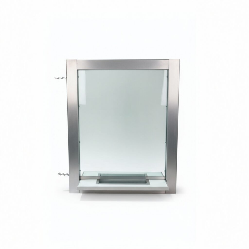 Vitrina moderna de cristal con marco metálico elegante para exhibir coleccionables y decoración